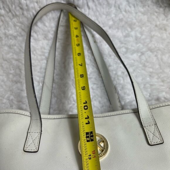 Michael Kors Jet Set Travel Tote Optic White Saffiano leather gold tone logo - Picture 10 of 15